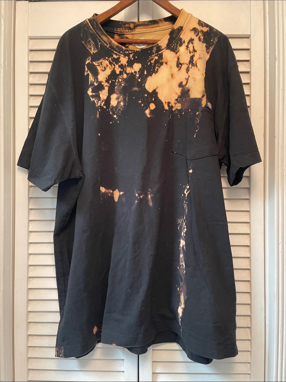 Dickies Black Short-Sleeve Tee with Tan Bleach Splatter